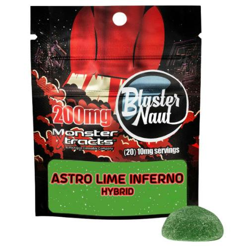 Monster Xtracts Astro Lime Inferno Hybrid Blasternaut Single Serve Gummy 200mg THC