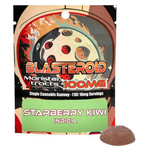 Monster Xtracts StarBerry Kiwi Indica Blasteroid Single Serve Gummy 100mg THC