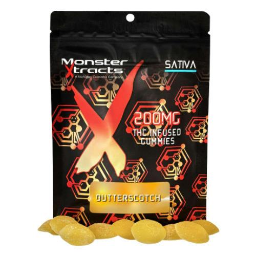 Monster Xtracts Butterscotch Sativa Gummies 200mg THC