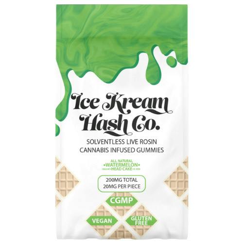 Ice Kream Hash Co Watermelon Solventless Live Rosin Gummies 200mg THC