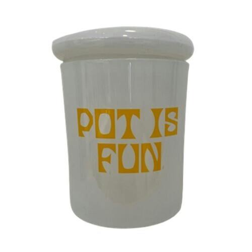 Studio AOK Pot is Fun Stash Jar- White