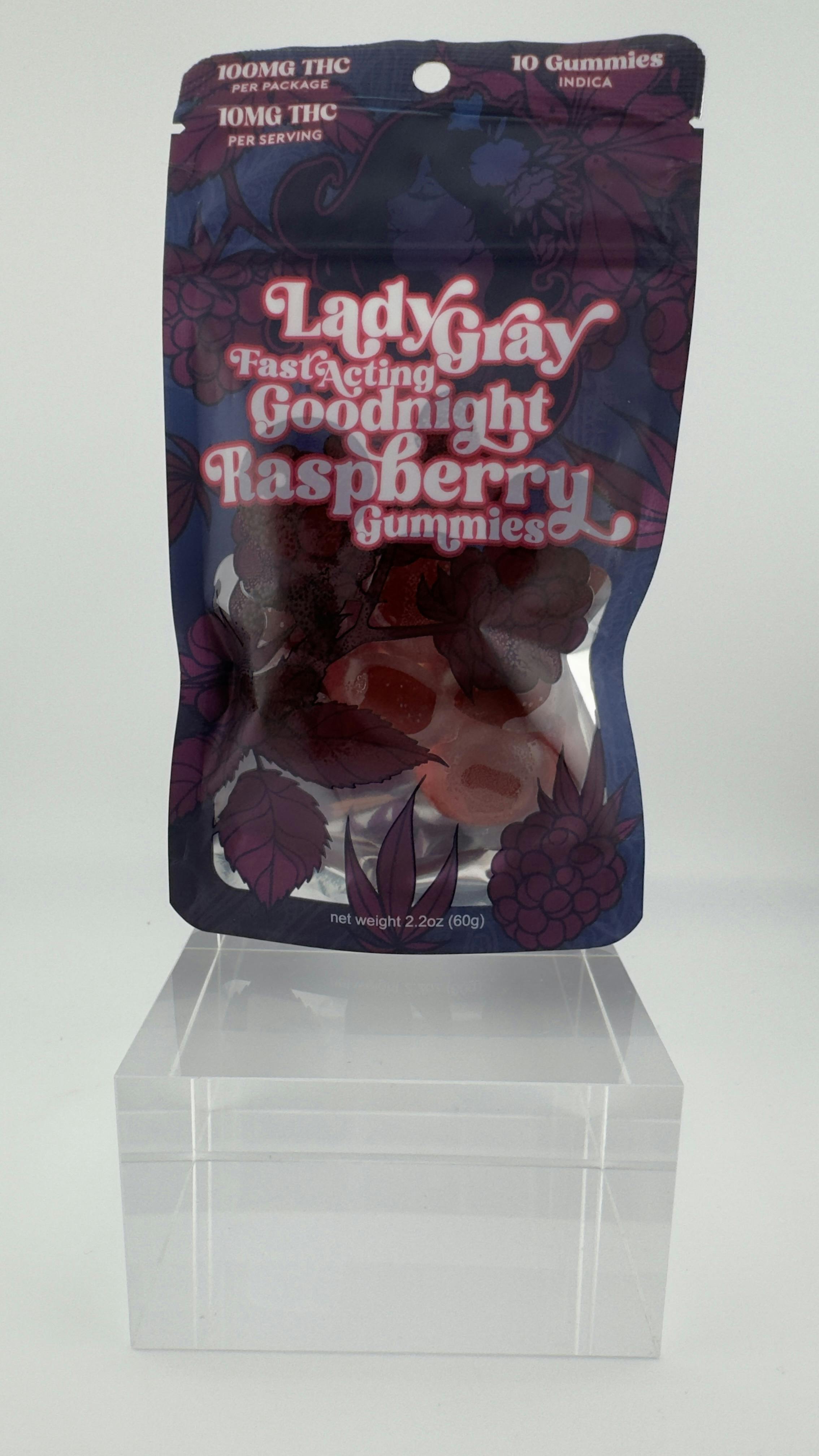 Fast Acting Raspberry INDICA Goodnight Gummies 100mg - Lady Gray