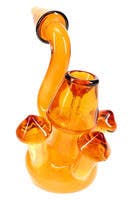 7.5" Gold Fumed Glass Mushroom Sherlock Bubbler