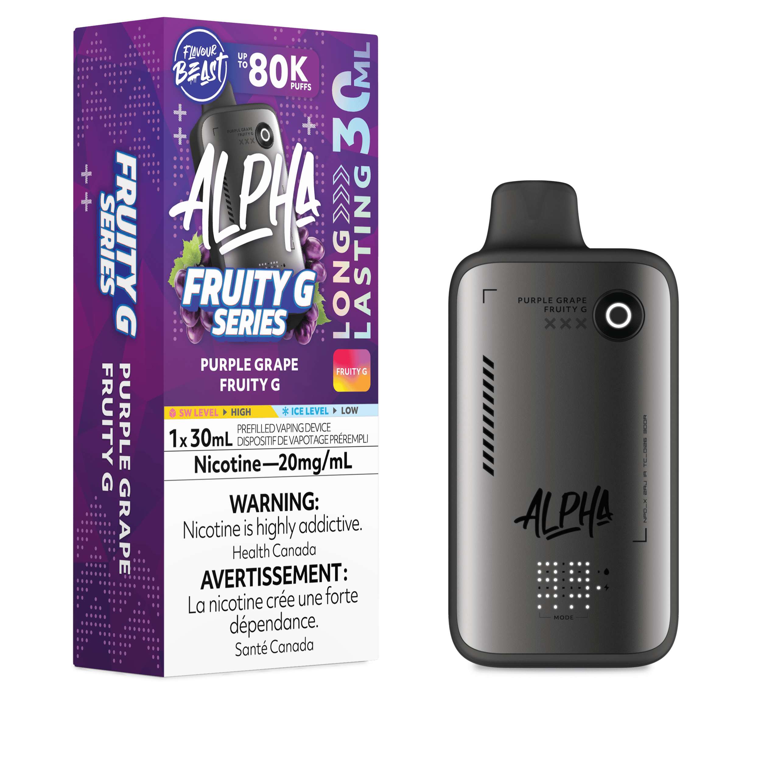 FLAVOUR BEAST Alpha 30ml Disposable - PURPLE GRAPE FRUITY G