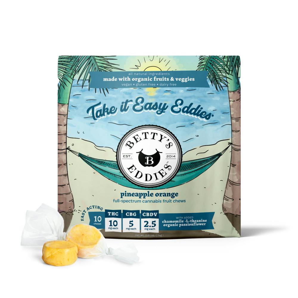 Betty's Eddies Easin' Eddies Pineapple Orange Ratioed Fruit Chew 10mg ea | 10-Pack | 4:2:1 THC:CB...