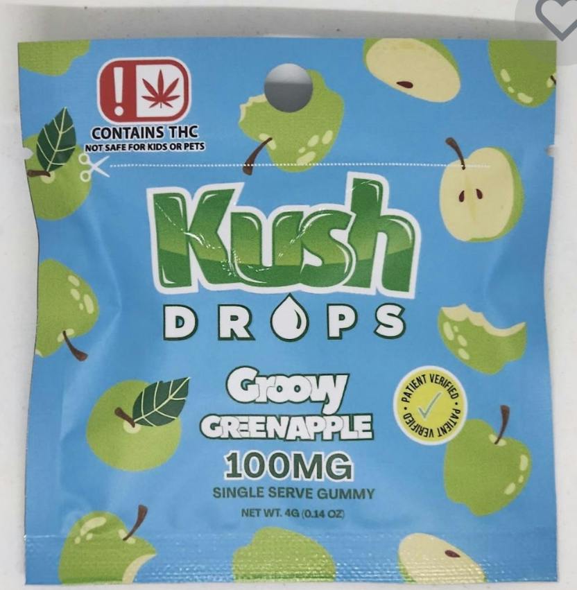 Kush Drops | Single Gummy | Groovy Green Apple | 1O