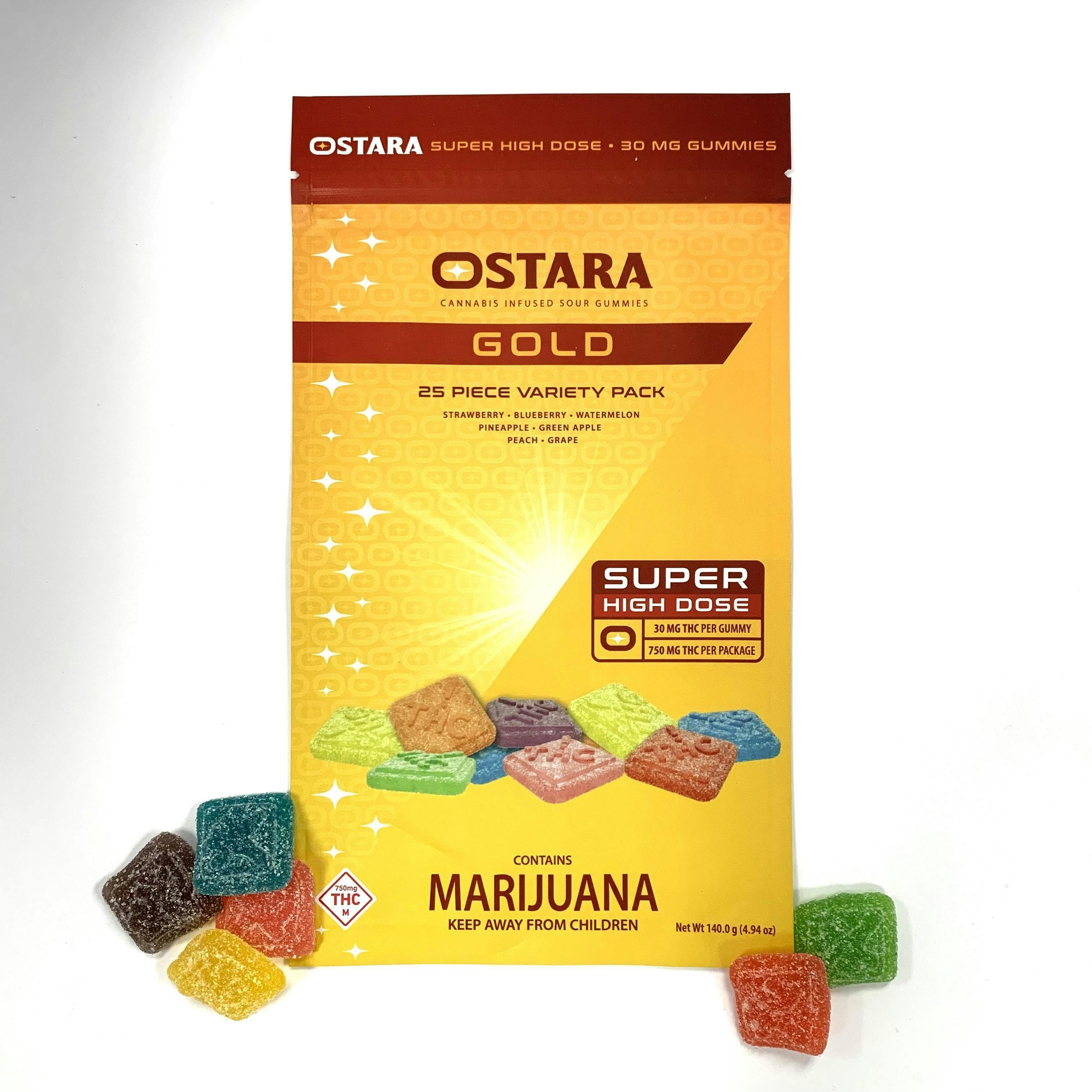 Gold Super High-Dose 750mg Sour Gummies - Ostara Cannabis