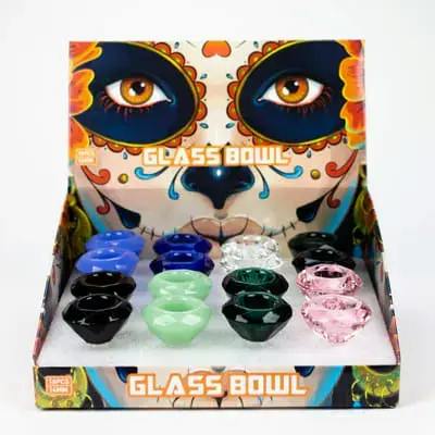 14mm Diamond Shape Large Glass Bowl-Assorted