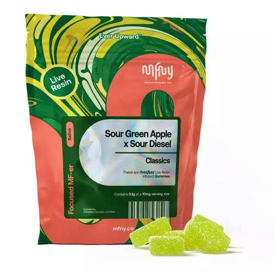 MFNY Sour Green Apple x Sour Diesel Live Resin Gummies (Sativa)(10pk)