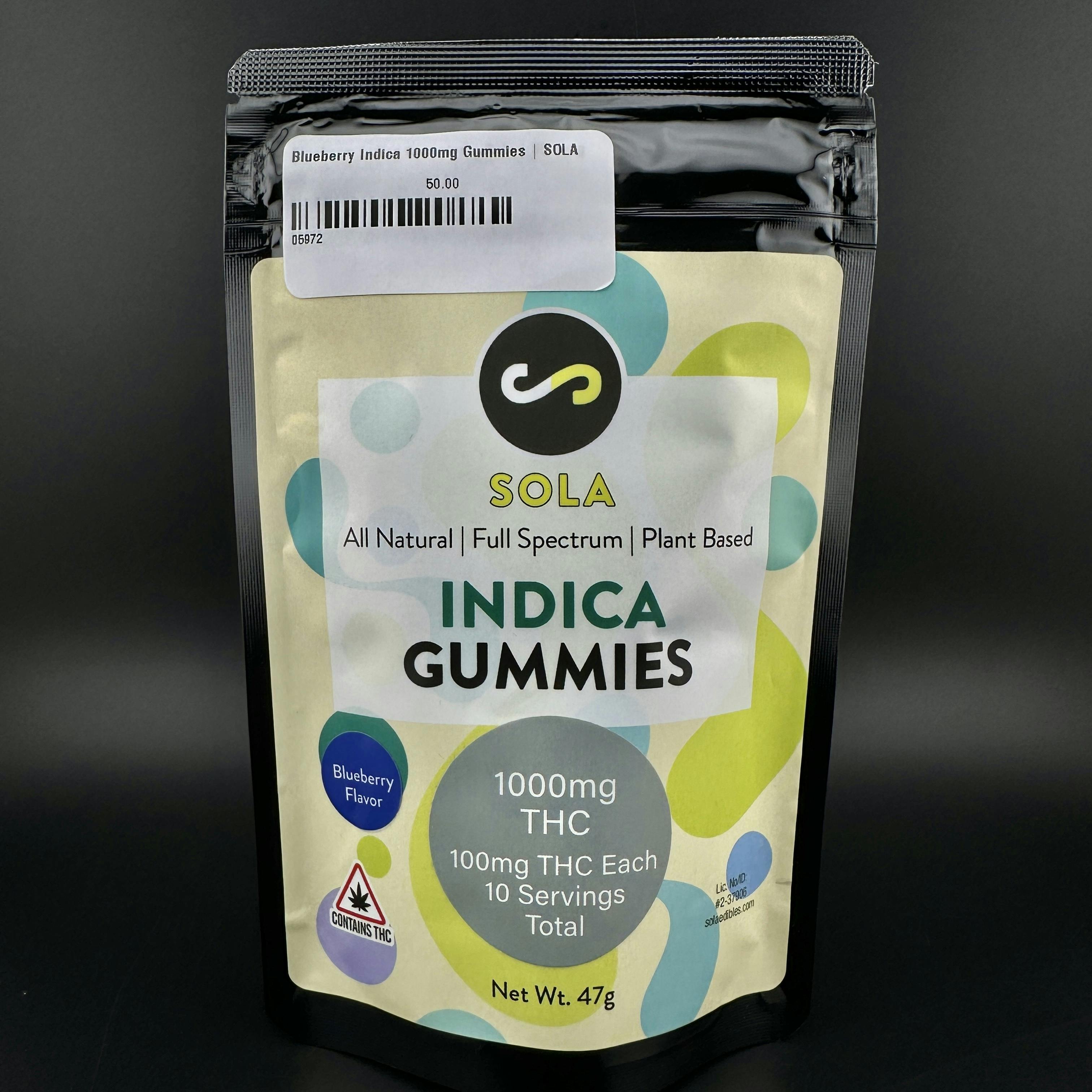 Blueberry Indica Gummies | 1000mg | Sola