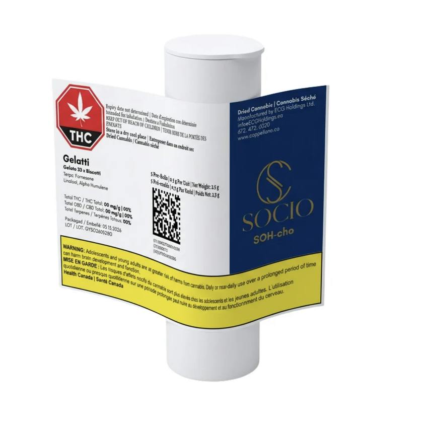 SOCIO - Organic Gelatti Pre-Rolls 5 x 0.5g