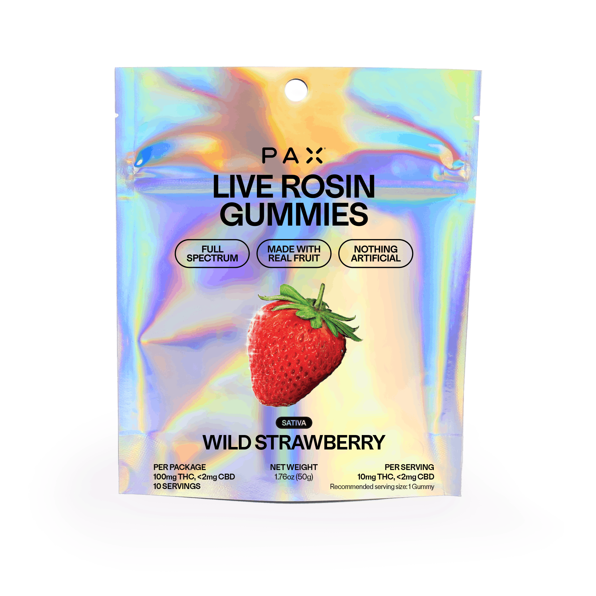 Pax - Wild Strawberry — Live Rosin Gummies 100mg