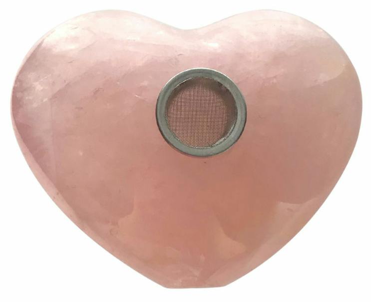 Rose Quartz Heart-Shaped Crystal Pipe