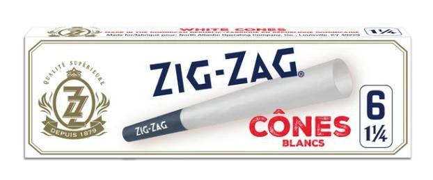 1 1/4"White Pre-Rolled Cones 6-Pack