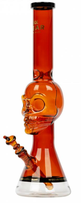 18" 18" Tuxedo Skull Beaker Tube W/Black Accents - Amber