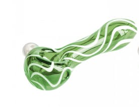 3.75" Zebra Spoon with Mushroom Marble Hand Pipe - Green