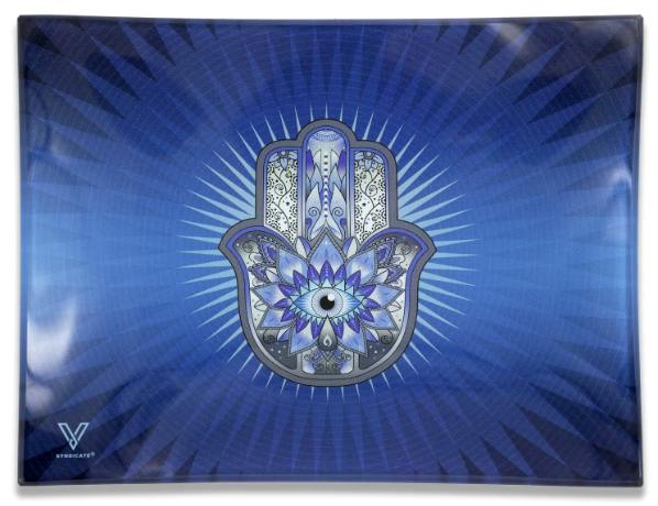 Small Glass Tray - Hamsa (Blue)
