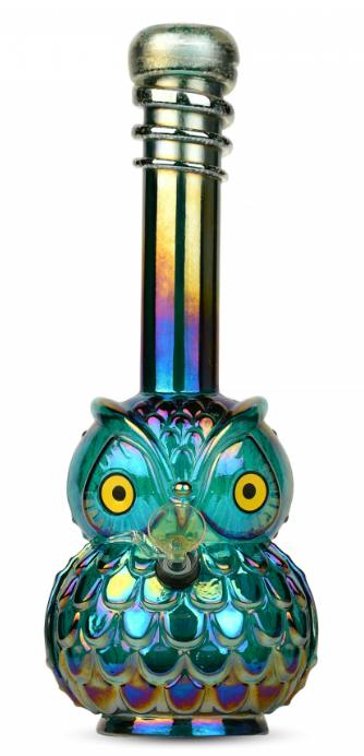 12" Metallic Owl with Glow-In-The-Dark Wrap and Mouthpiece - Platinum