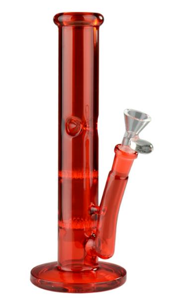 10" Day Glow Straight Tube with 2 Honeycomb Percs - Red
