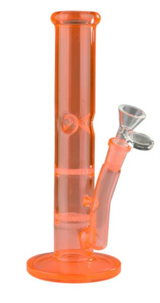 10" Day Glow Straight Tube with 2 Honeycomb Percs - Orange