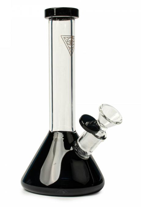 8" Tall Midge Mini Beaker Tube with Fixed Downstem - Black
