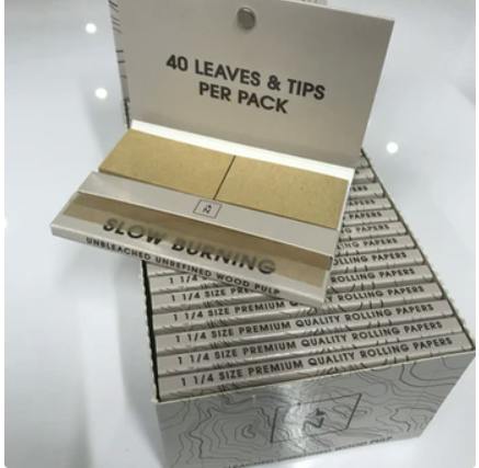 1¼" Unbleached Rolling Papers with Tips 40-Pack