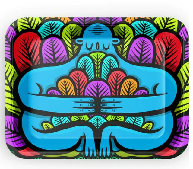 Medium Rolling Tray - Blue Statue