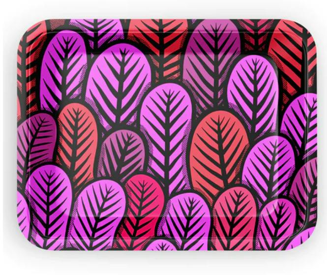 Medium Rolling Tray - Pink Leaf