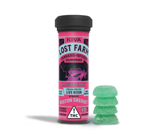 Lost Farm Raspberry Live Resin Gummies 10mg ea | 10-Pack
