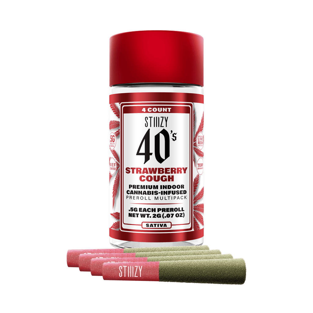 STIIIZY 40's Strawberry Cough Infused Pre-Roll Pack 0.5g ea | 4-Pack