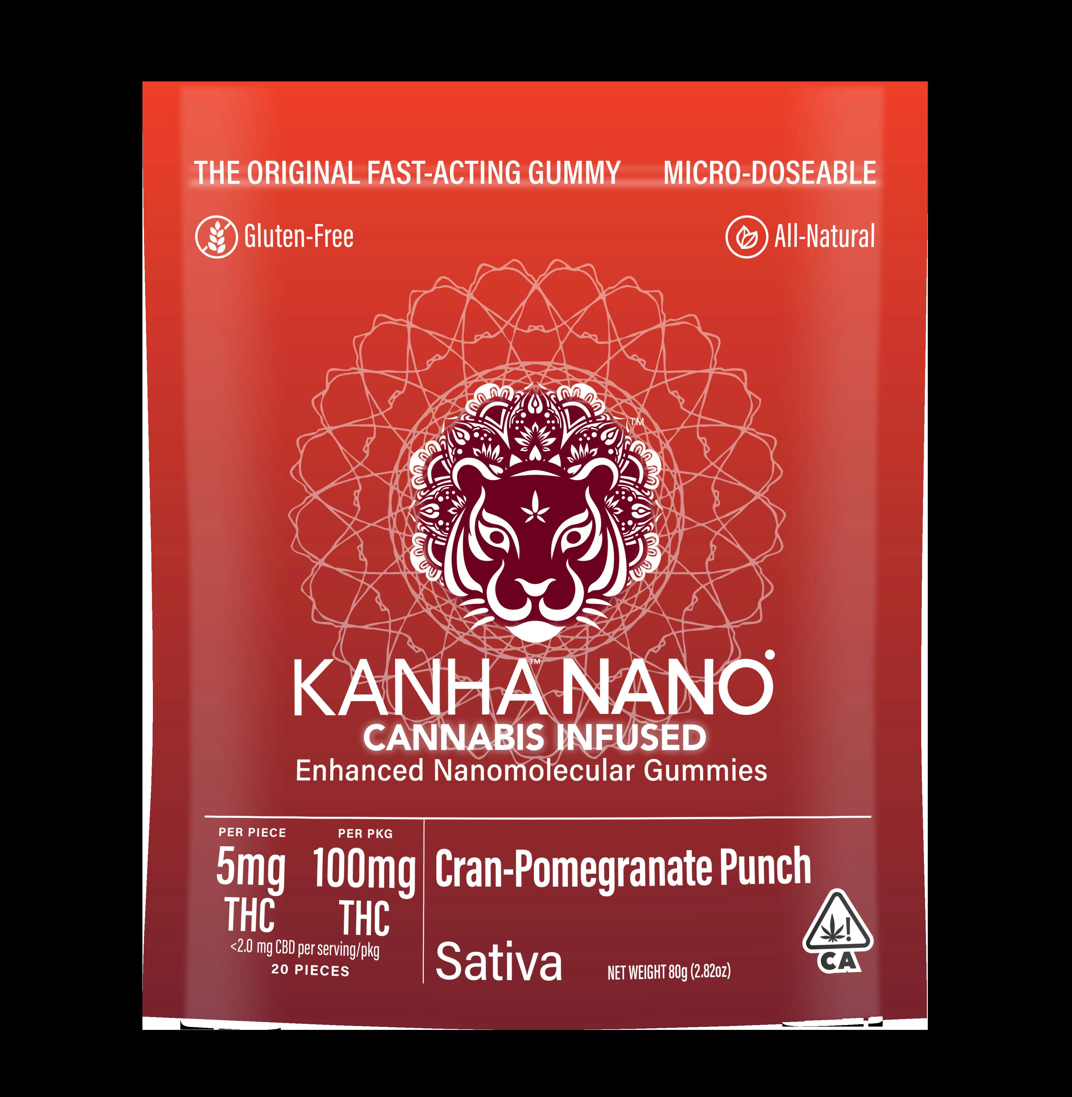 KANHA Nano Cran: Kanha NANO Cran Pomegranate Sativa Gummies 100mg