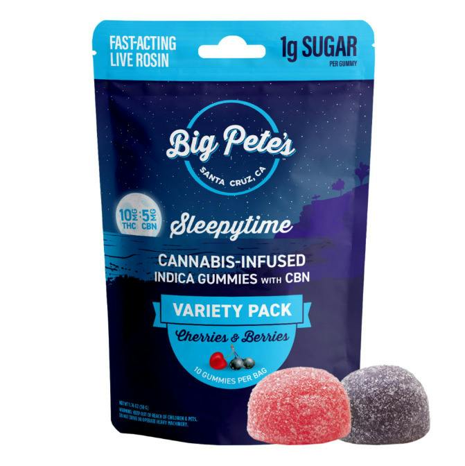Big Pete's Cherries & Berries Sleepytime 10:5 THC:CBN Indica Variety Pack Gummies 150mg