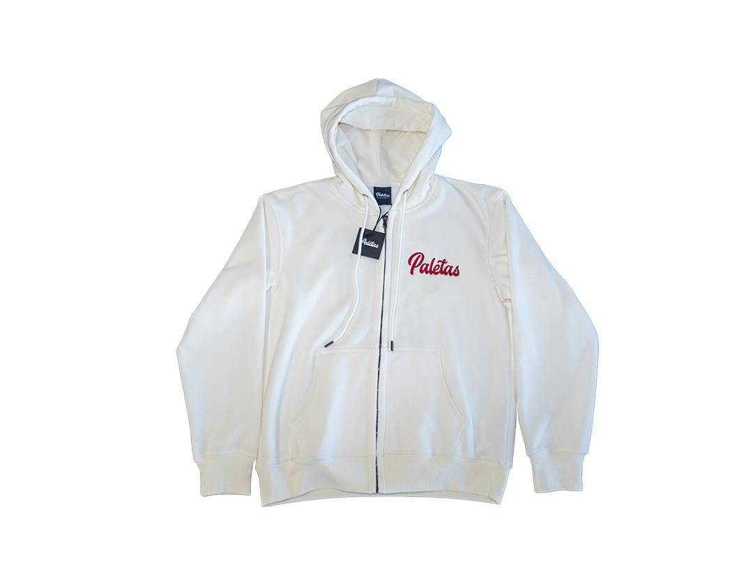 Paletas Cream/Red Lettering Zip Up Hoodie (X-Large)