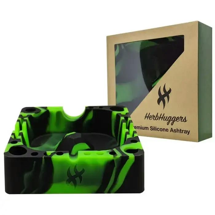 Herbhuggers | Premium Silicone Ashtray Featuring Center Tap Ash and Glassware Clearer with Access...