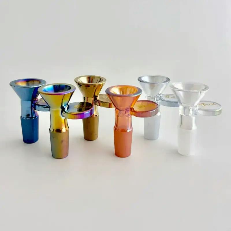 Fortune - Electroplated 14mm Joint Glass Bowl With Gold Logo - Assorted Colors