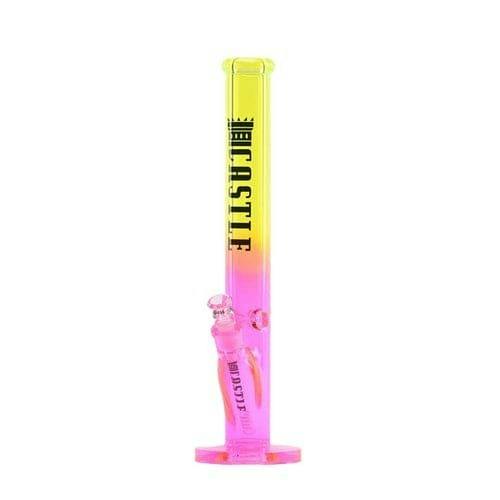 SC Castle Glassworks 18 inch 9mm Electroplated Straight Tube - Yellow and Pink