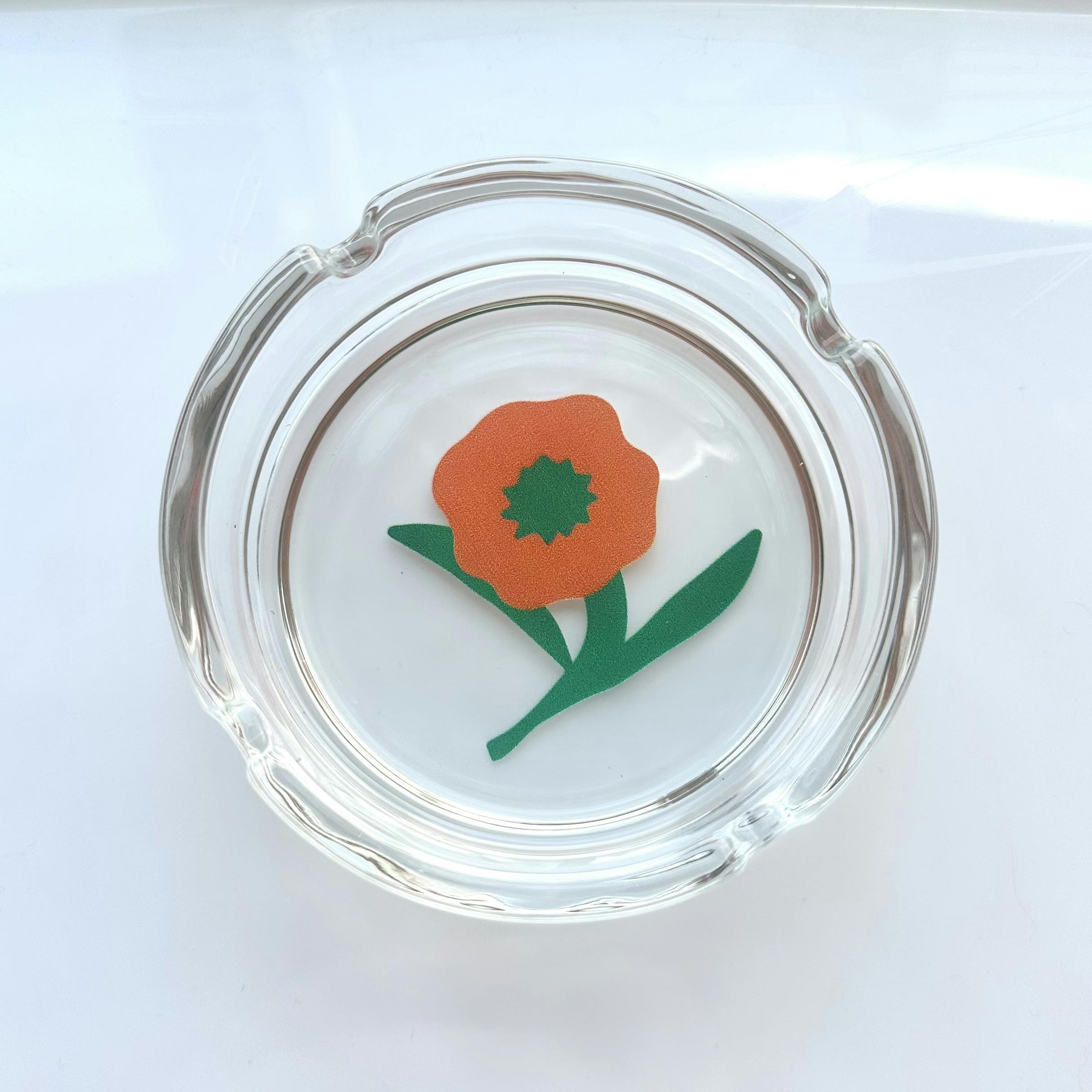 Clear Flower Glass Ashtray