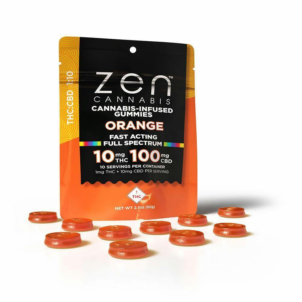 Orange Gummies | 10mg THC & 100mg CBD | Zen Cannabis