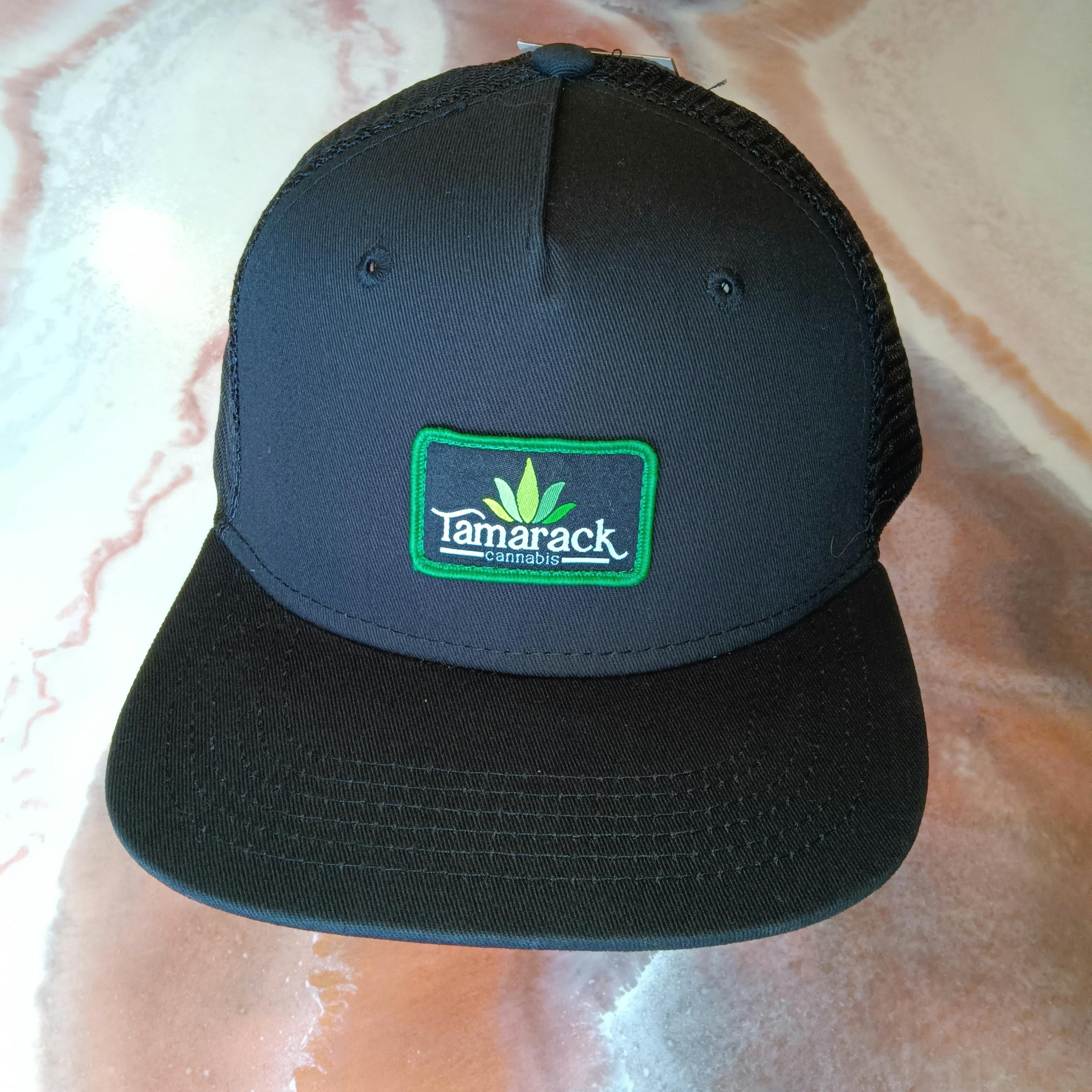 Hat - Ball Cap - Black Cap w/Green Patch $25