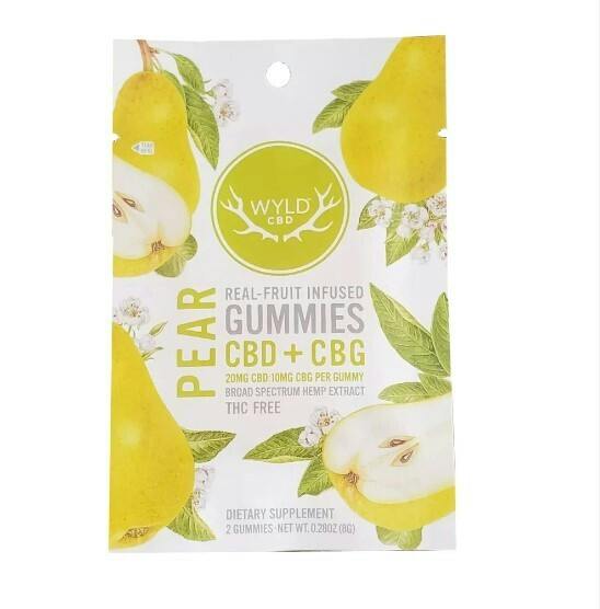 Wyld CBD - Gummies - - Pear - 40mg CBD & 20mg CBG / 2ct $6 at Tamarack Cannabis - Best Dispensary Kalispell