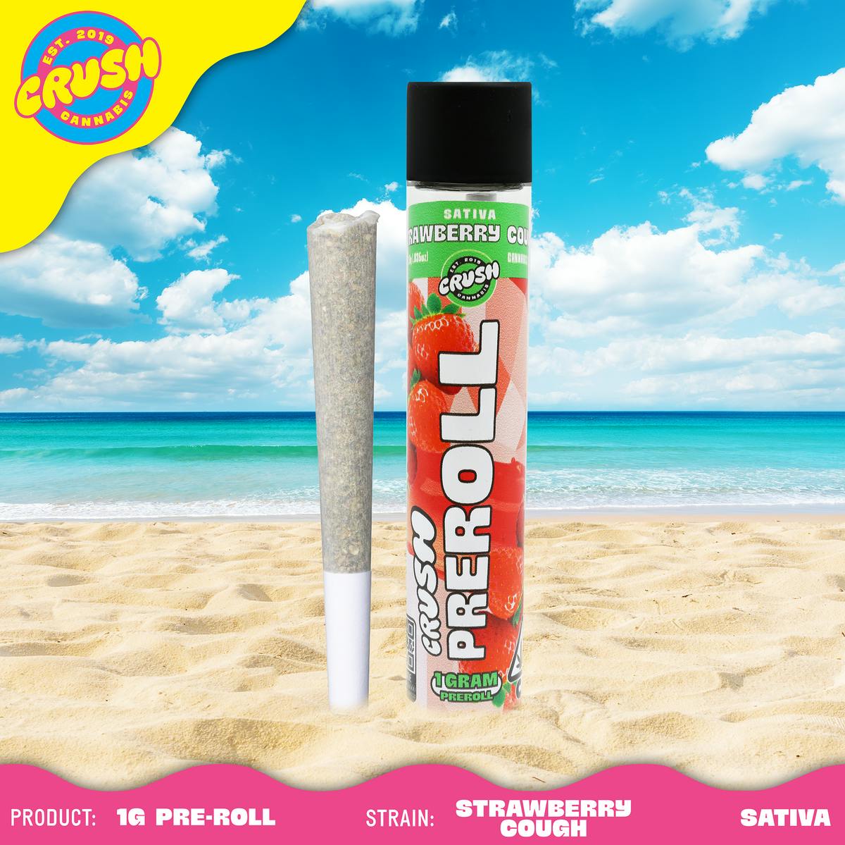 Strawberry Cough Sativa - Crush Cannabis 1g pre-roll - 1g