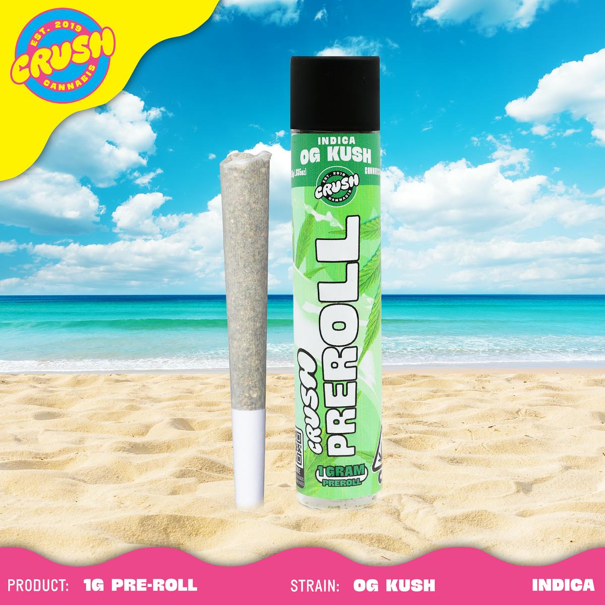 OG KUSH INDICA - CRUSH CANNABIS 1G PRE-ROLL