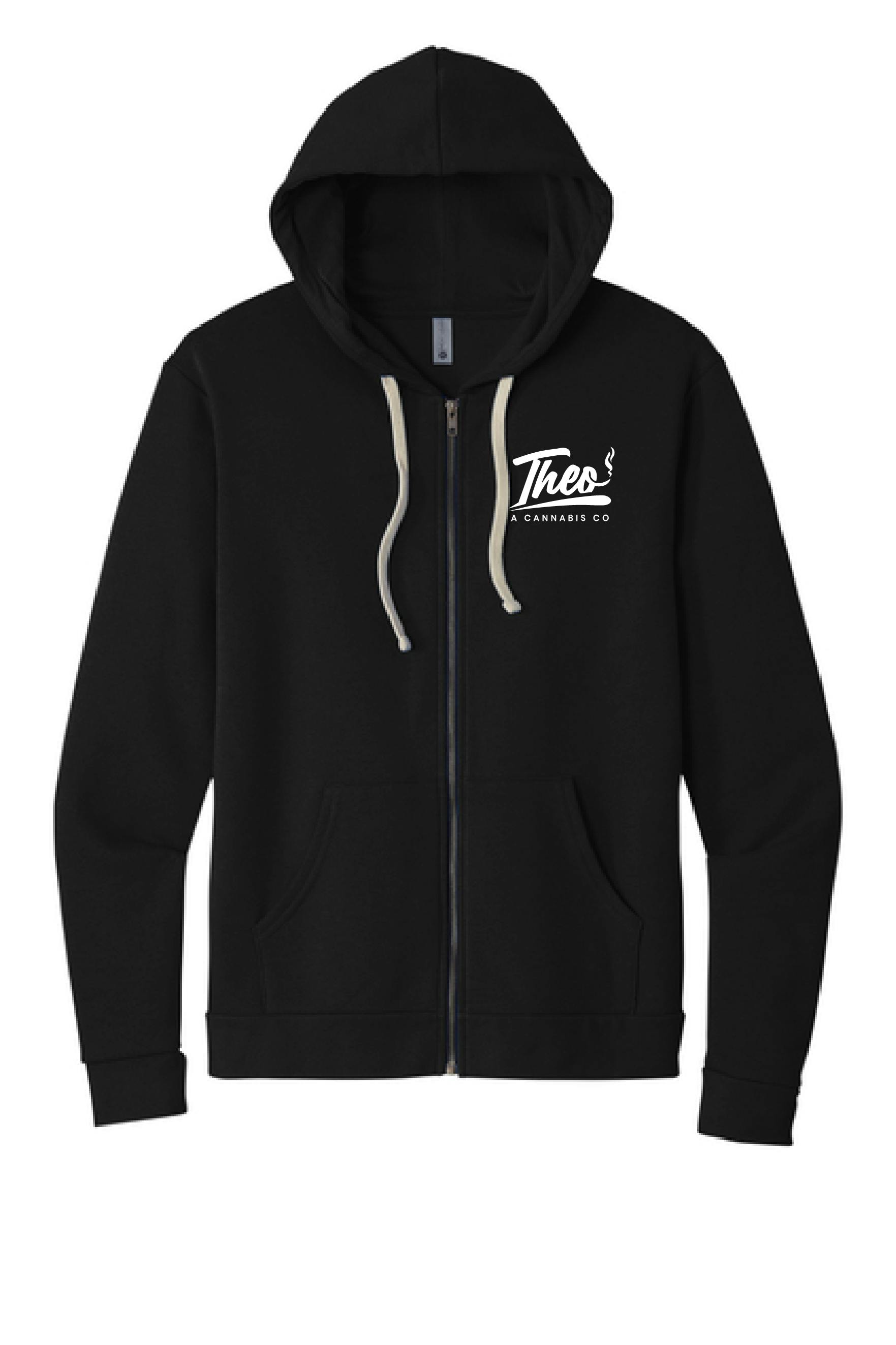 BLACK ZIP HOODIE W/WHITE LOGO