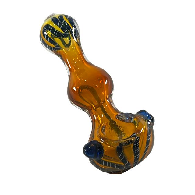 Bamboo Blaze - Glass 5 Inch Orange W/Maria Ring Pipe