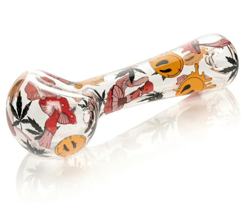 Redeye Glass Smiley Shrooms Pipe 4.5"