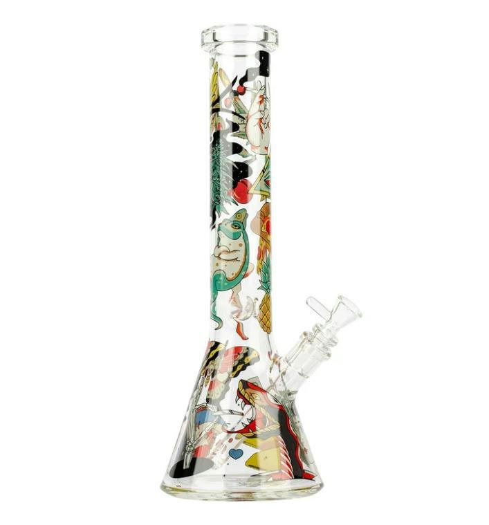 Red Eye Glass | 15" Tall Clear Tattoo Beaker Tube