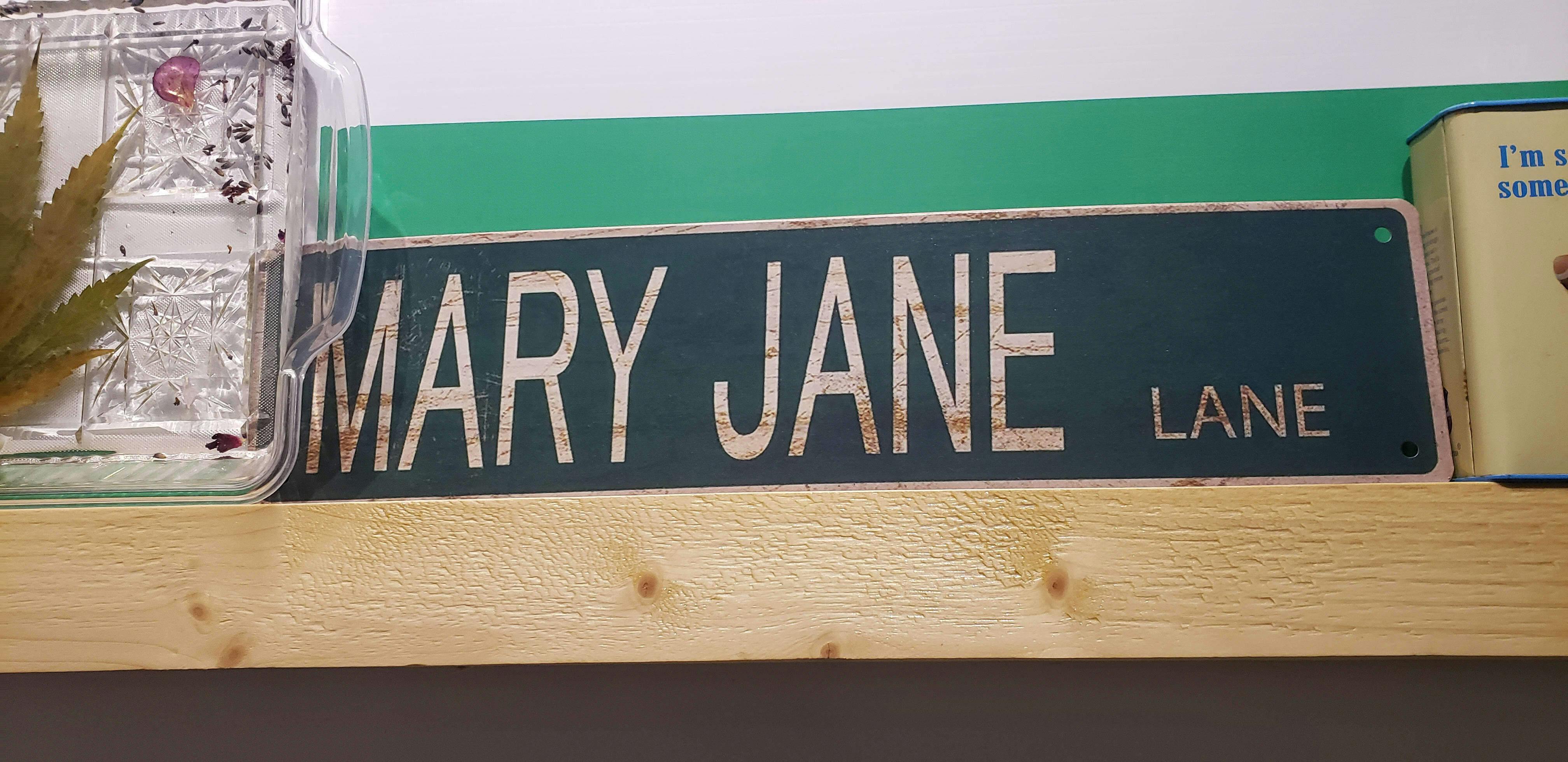 Mary jane metal sign