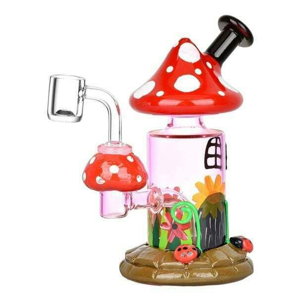 Magic Shroom Garden Glow in the Dark Glass Dab Rig - 6.25"/14mm F