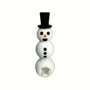 Snowman pipe with glass bowl - silicone 6"