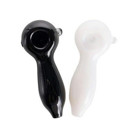4.7" Spoon Glass Hand Pipe White or Black